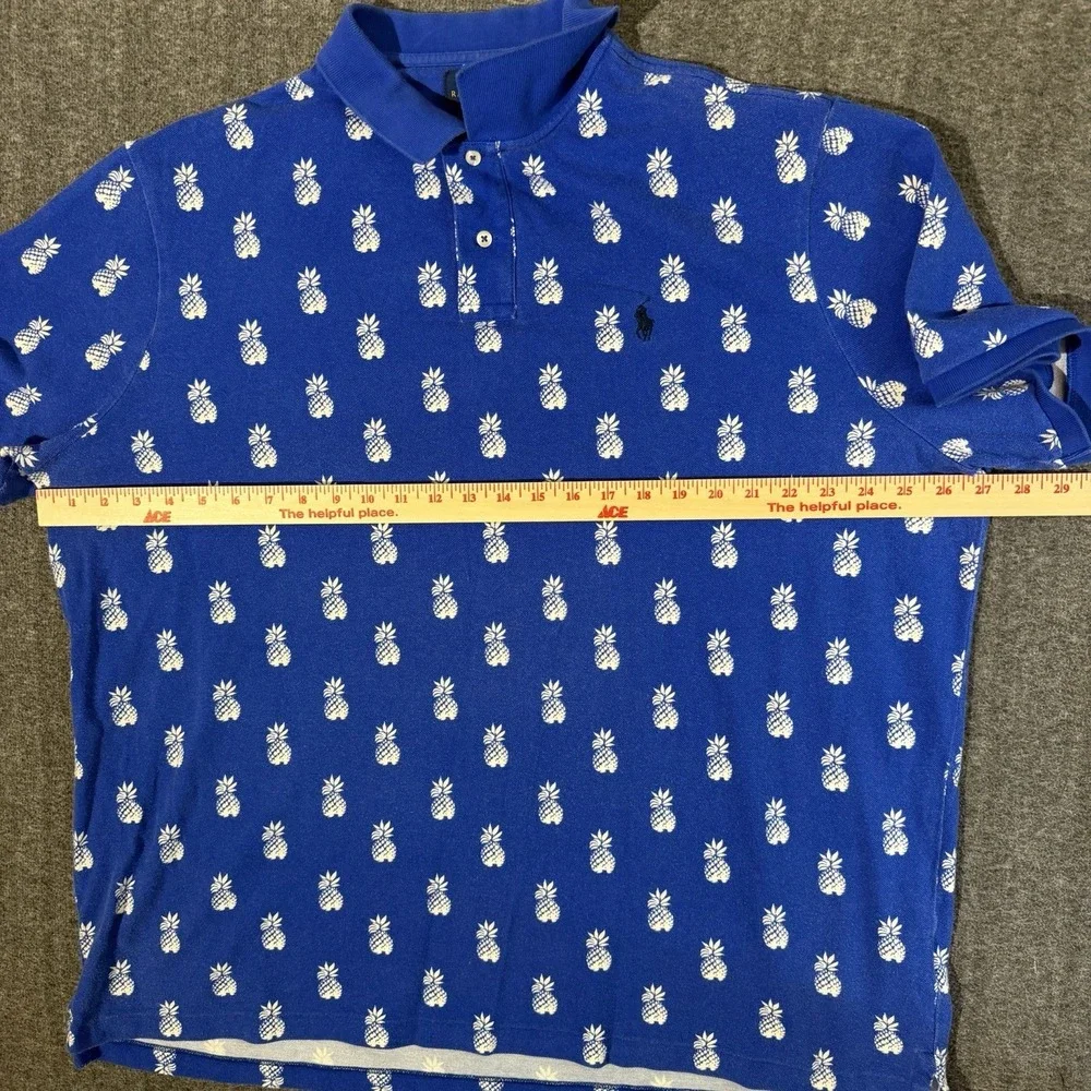 Polo Ralph Lauren Polo Shirt Mens Blue Pineapple Print Classic Fit Cotton XXL
